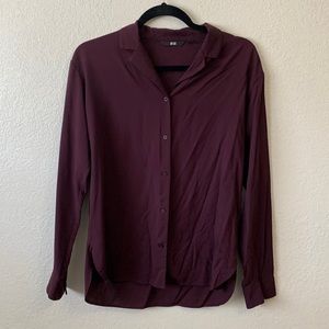 Uniqlo Burgundy Rayon Blouse 💜